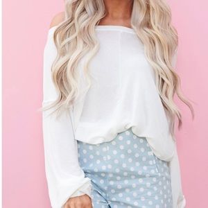 Long Sleeve White Tie Top